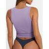 imageTrendy Queen Womens Square Neck Tank Tops Workout Cropped Ribbed Summer Camisole Sleeveless ClothesPurple