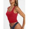 imageTrendy Queen Womens Square Neck Tank Tops Workout Cropped Ribbed Summer Camisole Sleeveless ClothesRed