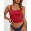 imageTrendy Queen Womens Square Neck Tank Tops Workout Cropped Ribbed Summer Camisole Sleeveless ClothesRed
