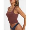 imageTrendy Queen Womens Square Neck Tank Tops Workout Cropped Ribbed Summer Camisole Sleeveless ClothesRust