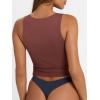 imageTrendy Queen Womens Square Neck Tank Tops Workout Cropped Ribbed Summer Camisole Sleeveless ClothesRust