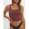 imageTrendy Queen Womens Square Neck Tank Tops Workout Cropped Ribbed Summer Camisole Sleeveless ClothesRust