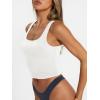 imageTrendy Queen Womens Square Neck Tank Tops Workout Cropped Ribbed Summer Camisole Sleeveless ClothesWhite