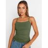 imageTrendy Queen Womens Summer Camisole Sleeveless Square Neck Spaghetti Strap Tank Tops Basic ShirtArmy Green