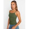 imageTrendy Queen Womens Summer Camisole Sleeveless Square Neck Spaghetti Strap Tank Tops Basic ShirtArmy Green