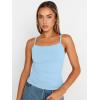 imageTrendy Queen Womens Summer Camisole Sleeveless Square Neck Spaghetti Strap Tank Tops Basic ShirtBaby Blue