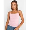 imageTrendy Queen Womens Summer Camisole Sleeveless Square Neck Spaghetti Strap Tank Tops Basic ShirtBaby Pink