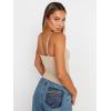 imageTrendy Queen Womens Summer Camisole Sleeveless Square Neck Spaghetti Strap Tank Tops Basic ShirtBeige