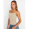 imageTrendy Queen Womens Summer Camisole Sleeveless Square Neck Spaghetti Strap Tank Tops Basic ShirtBeige