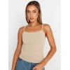imageTrendy Queen Womens Summer Camisole Sleeveless Square Neck Spaghetti Strap Tank Tops Basic ShirtBeige