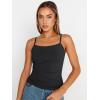 imageTrendy Queen Womens Summer Camisole Sleeveless Square Neck Spaghetti Strap Tank Tops Basic ShirtBlack