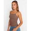 imageTrendy Queen Womens Summer Camisole Sleeveless Square Neck Spaghetti Strap Tank Tops Basic ShirtBrown