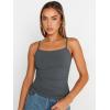 imageTrendy Queen Womens Summer Camisole Sleeveless Square Neck Spaghetti Strap Tank Tops Basic ShirtDark Grey