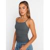 imageTrendy Queen Womens Summer Camisole Sleeveless Square Neck Spaghetti Strap Tank Tops Basic ShirtDark Grey