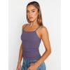 imageTrendy Queen Womens Summer Camisole Sleeveless Square Neck Spaghetti Strap Tank Tops Basic ShirtPurple