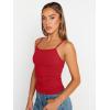imageTrendy Queen Womens Summer Camisole Sleeveless Square Neck Spaghetti Strap Tank Tops Basic ShirtRed