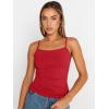 imageTrendy Queen Womens Summer Camisole Sleeveless Square Neck Spaghetti Strap Tank Tops Basic ShirtRed