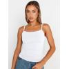 imageTrendy Queen Womens Summer Camisole Sleeveless Square Neck Spaghetti Strap Tank Tops Basic ShirtWhite