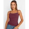 imageTrendy Queen Womens Summer Camisole Sleeveless Square Neck Spaghetti Strap Tank Tops Basic ShirtWine