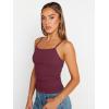 imageTrendy Queen Womens Summer Camisole Sleeveless Square Neck Spaghetti Strap Tank Tops Basic ShirtWine