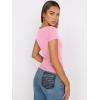 imageTrendy Queen Womens Tshirts Scoop Neck Ribbed Knit Going Out Crop Basic Spring Summer Outfits Tops Fashion ClothesPink