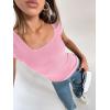 imageTrendy Queen Womens Tshirts Scoop Neck Ribbed Knit Going Out Crop Basic Spring Summer Outfits Tops Fashion ClothesPink