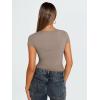 imageTrendy Queen Womens V Neck TShirts Going Out Tops Short Sleeve Slim Fit Basic Y2K Clothes 2025Beige
