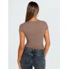 imageTrendy Queen Womens V Neck TShirts Going Out Tops Short Sleeve Slim Fit Basic Y2K Clothes 2025Coffee Grey
