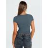 imageTrendy Queen Womens V Neck TShirts Going Out Tops Short Sleeve Slim Fit Basic Y2K Clothes 2025Haze Blue
