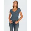 imageTrendy Queen Womens V Neck TShirts Going Out Tops Short Sleeve Slim Fit Basic Y2K Clothes 2025Haze Blue