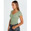 imageTrendy Queen Womens V Neck TShirts Going Out Tops Short Sleeve Slim Fit Basic Y2K Clothes 2025Light Green