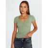 imageTrendy Queen Womens V Neck TShirts Going Out Tops Short Sleeve Slim Fit Basic Y2K Clothes 2025Light Green