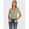 imageTrendy Queen Womens V Neck TShirts Going Out Tops Short Sleeve Slim Fit Basic Y2K Clothes 2025Light Green