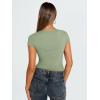 imageTrendy Queen Womens V Neck TShirts Going Out Tops Short Sleeve Slim Fit Basic Y2K Clothes 2025Light Green