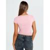 imageTrendy Queen Womens V Neck TShirts Going Out Tops Short Sleeve Slim Fit Basic Y2K Clothes 2025Pink