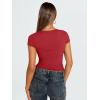 imageTrendy Queen Womens V Neck TShirts Going Out Tops Short Sleeve Slim Fit Basic Y2K Clothes 2025Red