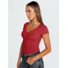 imageTrendy Queen Womens V Neck TShirts Going Out Tops Short Sleeve Slim Fit Basic Y2K Clothes 2025Red