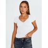 imageTrendy Queen Womens V Neck TShirts Going Out Tops Short Sleeve Slim Fit Basic Y2K Clothes 2025White