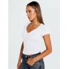 imageTrendy Queen Womens V Neck TShirts Going Out Tops Short Sleeve Slim Fit Basic Y2K Clothes 2025White