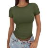 imageTrendy Queen Womens Basic T Shirts Summer Tops 2025 Crop Short Sleeve Y2k Tee Cute Gym Fashion Workout ClothesArmygreen