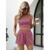 imageTrendy Queen Two Piece Summer Outfits 2 Piece Sets 2025 Sleeveless Matching Lounge Crop Top High Waisted ShortPink