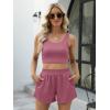 imageTrendy Queen Two Piece Summer Outfits 2 Piece Sets 2025 Sleeveless Matching Lounge Crop Top High Waisted ShortPink