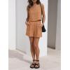 imageTrendy Queen Women 2 Piece Outfits Linen Matching Sets Two Piece Lounge Shorts Crop Tops 2024 Summer Clothes Beach VacationLightbrown