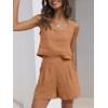 imageTrendy Queen Women 2 Piece Outfits Linen Matching Sets Two Piece Lounge Shorts Crop Tops 2024 Summer Clothes Beach VacationLightbrown