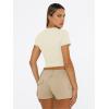 imageTrendy Queen Womens Basic T Shirts Summer 2025 Scoop Neck Short Sleeve Crop Tops Slim Fit Tees Y2k ClothingApricot