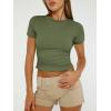 imageTrendy Queen Womens Basic T Shirts Summer 2025 Scoop Neck Short Sleeve Crop Tops Slim Fit Tees Y2k ClothingArmy Green