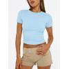 imageTrendy Queen Womens Basic T Shirts Summer 2025 Scoop Neck Short Sleeve Crop Tops Slim Fit Tees Y2k ClothingBaby Blue
