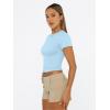 imageTrendy Queen Womens Basic T Shirts Summer 2025 Scoop Neck Short Sleeve Crop Tops Slim Fit Tees Y2k ClothingBaby Blue