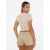 imageTrendy Queen Womens Basic T Shirts Summer 2025 Scoop Neck Short Sleeve Crop Tops Slim Fit Tees Y2k ClothingBeige