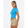 imageTrendy Queen Womens Basic T Shirts Summer 2025 Scoop Neck Short Sleeve Crop Tops Slim Fit Tees Y2k ClothingBlue